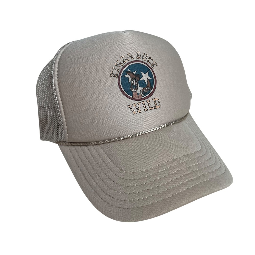 Otto Kinda Buck Wild Beige Country Western Rodeo Mesh Trucker Hat Cowgirl